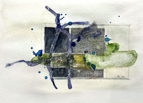 No. O04: pen-and-ink & water color, 2022