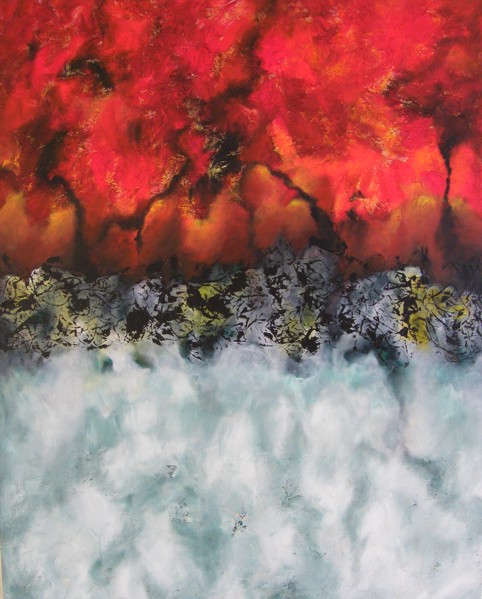 No. D18: Acrylic collage on canvas (80 x 100 cm), 2011