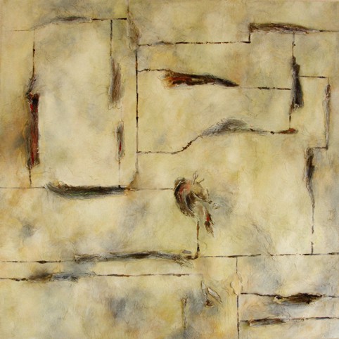 No. E15: Acrylic collage on canvas (100 x 100 cm), 2012