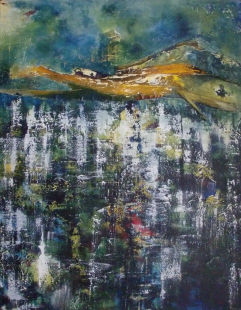 No. G16: Watching, Acrylic collage on canvas (80 x 100 cm), 2013