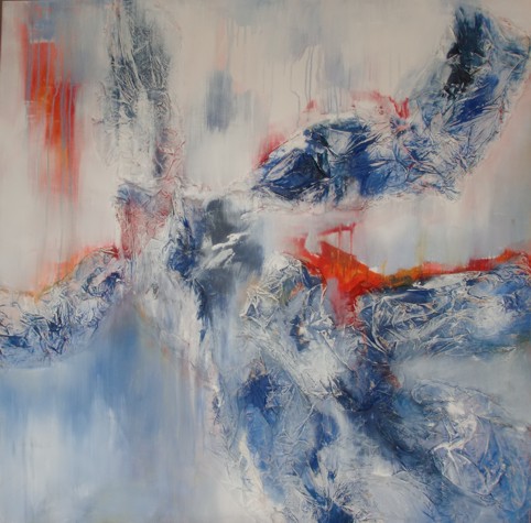 Nr. G18: Acryl-Collage auf Leinwand (120 x 120 cm), 2013