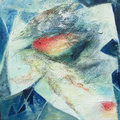 Nr. L04: fr Elfriede, Acryl-Collage auf Leinwand (40 x 40 cm), 2018