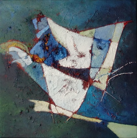 Nr. L20: Acryl-Collage auf Leinwand (40 x 40 cm), 2018