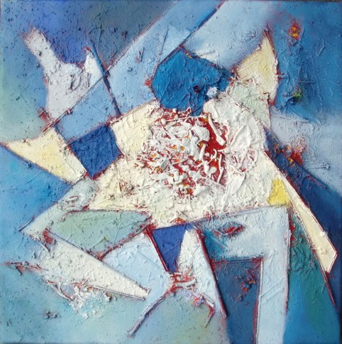 Nr. L21: Acryl-Collage auf Leinwand (40 x 40 cm), 2018