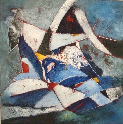 Nr. L22: Acryl-Collage auf Leinwand (40 x 40 cm), 2018