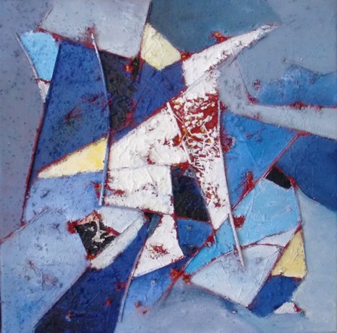 Nr. L23: Acryl-Collage auf Leinwand (40 x 40 cm), 2018