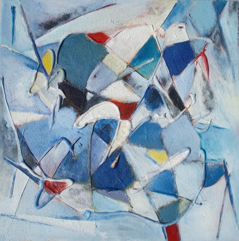 Nr. L24: Acryl-Collage auf Leinwand (40 x 40 cm), 2018