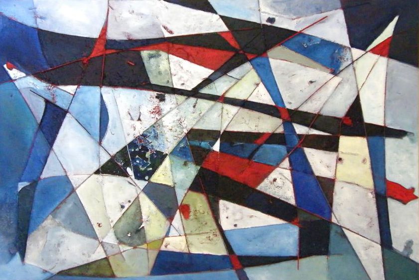 Nr. L25: Acryl-Collage auf Leinwand (80 x 120 cm), 2018