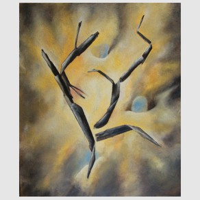 Nr. B59: Tanz im Raum, Acryl-Collage auf Leinwand (50 x 60 cm), 2009