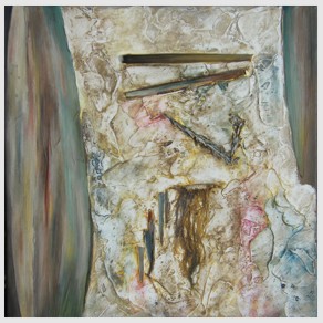 No. C01: Gollum, Acrylic collage on canvas (40 x 40 cm), 2010
