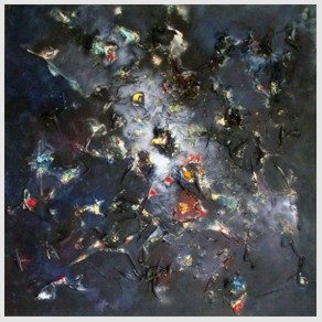 No. H19: Cosmos, Acrylic collage on canvas (40 x 40 cm), 2014
