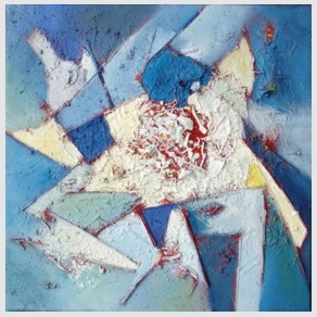 Nr. L21: Acryl-Collage auf Leinwand (40 x 40 cm), 2018