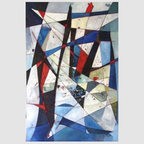 Nr. L25: Acryl-Collage auf Leinwand (80 x 120 cm), 2018