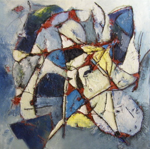 Nr. M01: Suchbild, Acryl-Collage auf Leinwand (40 x 40 cm), 2019